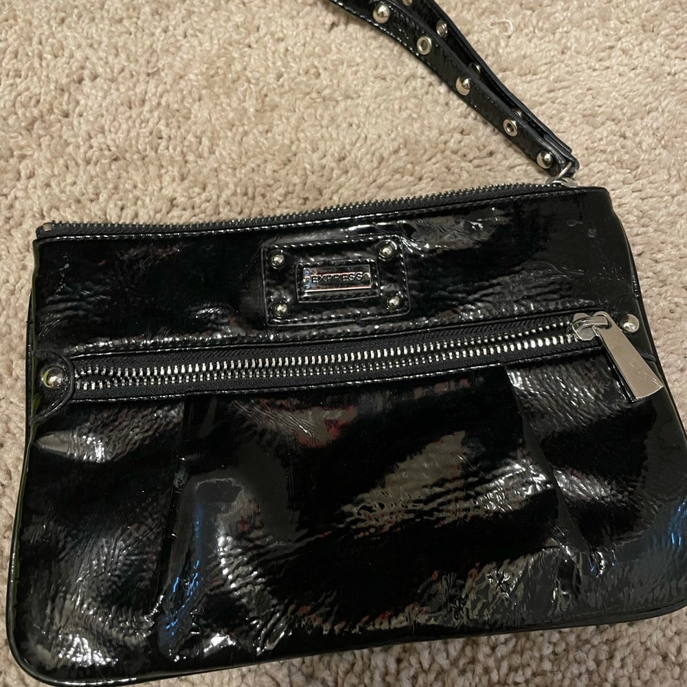 Express Black Zipper Clutch